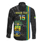 Custom Gabon Football Long Sleeve Button Shirt Go Champions - Black Ver