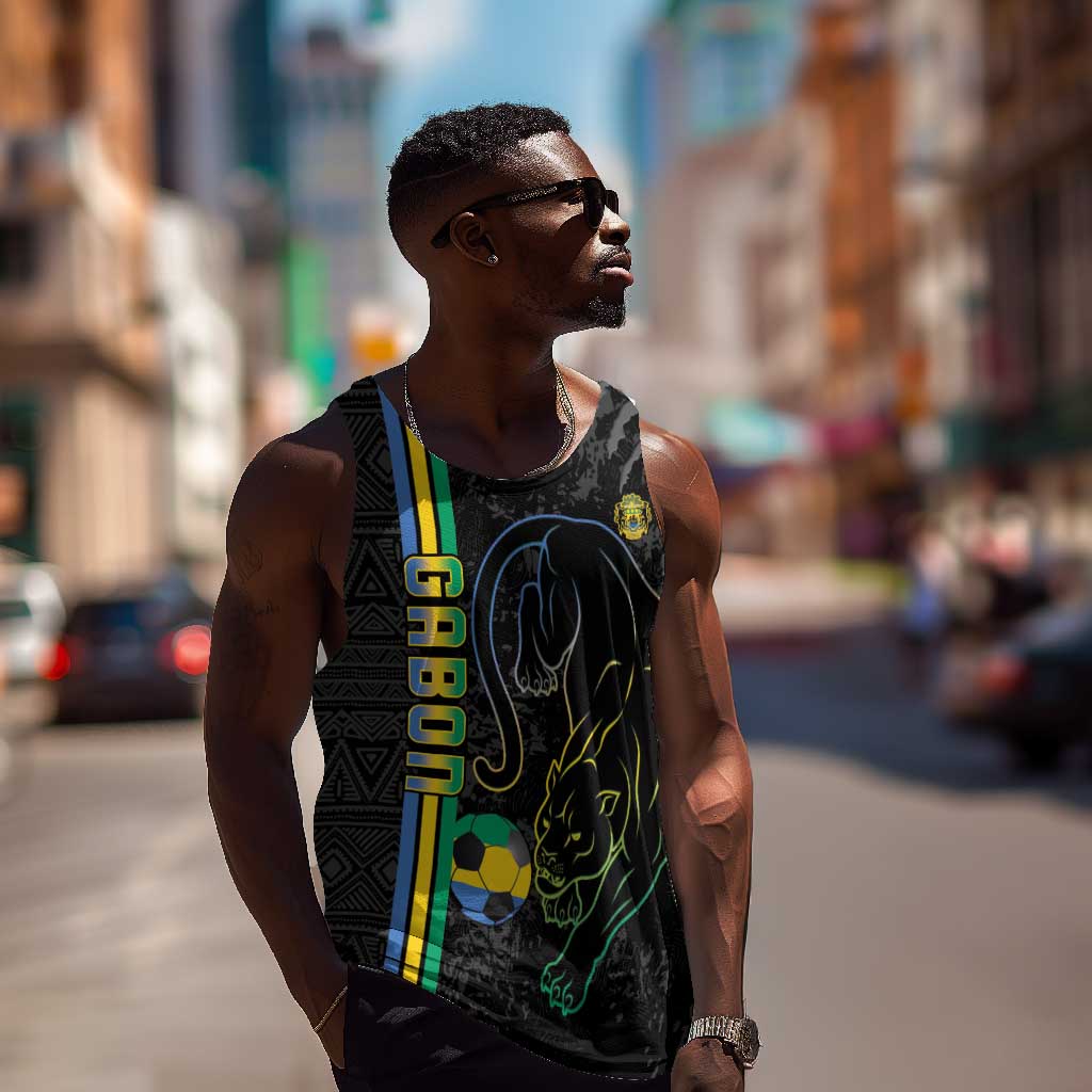 Custom Gabon Football Men Tank Top Go Champions - Black Ver