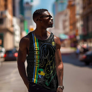 Custom Gabon Football Men Tank Top Go Champions - Black Ver