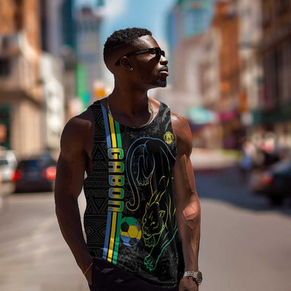 Custom Gabon Football Men Tank Top Go Champions - Black Ver