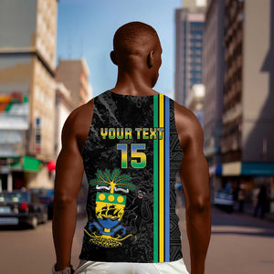 Custom Gabon Football Men Tank Top Go Champions - Black Ver