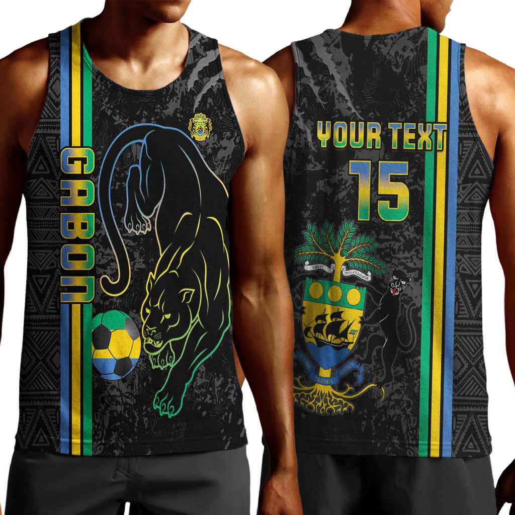 Custom Gabon Football Men Tank Top Go Champions - Black Ver