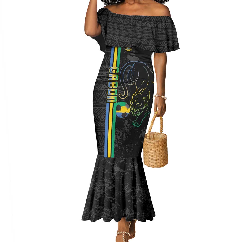 Custom Gabon Football Mermaid Dress Go Champions - Black Ver