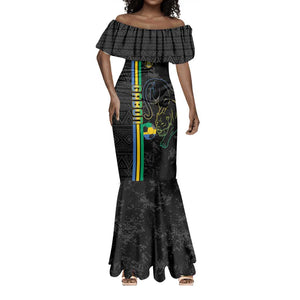 Custom Gabon Football Mermaid Dress Go Champions - Black Ver