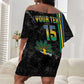 Custom Gabon Football Off Shoulder Short Dress Go Champions - Black Ver