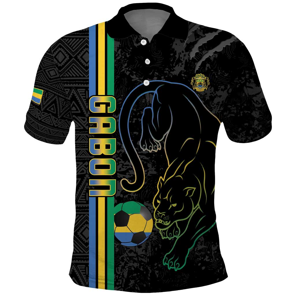 Custom Gabon Football Polo Shirt Go Champions - Black Ver