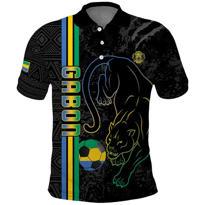 Custom Gabon Football Polo Shirt Go Champions - Black Ver
