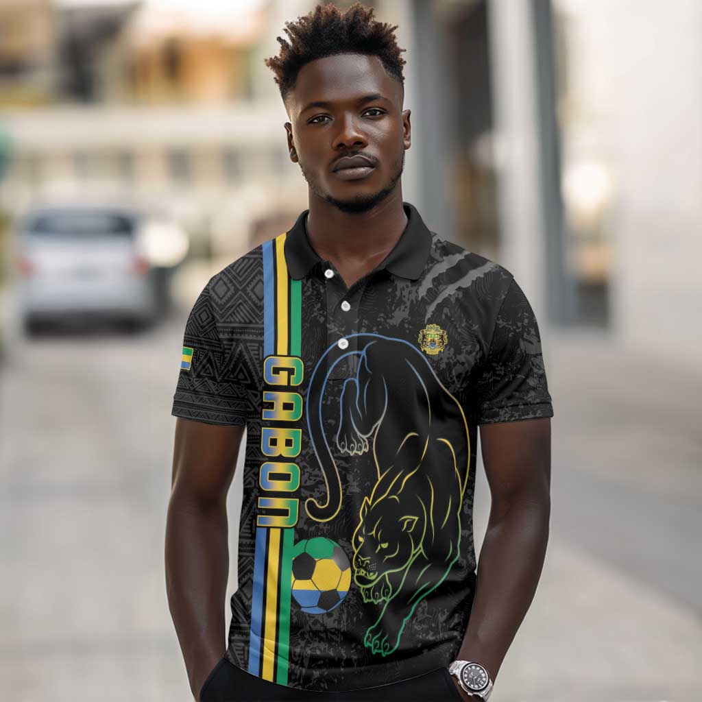 Custom Gabon Football Polo Shirt Go Champions - Black Ver