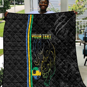 Custom Gabon Football Quilt Go Champions - Black Ver