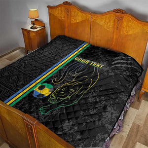 Custom Gabon Football Quilt Go Champions - Black Ver