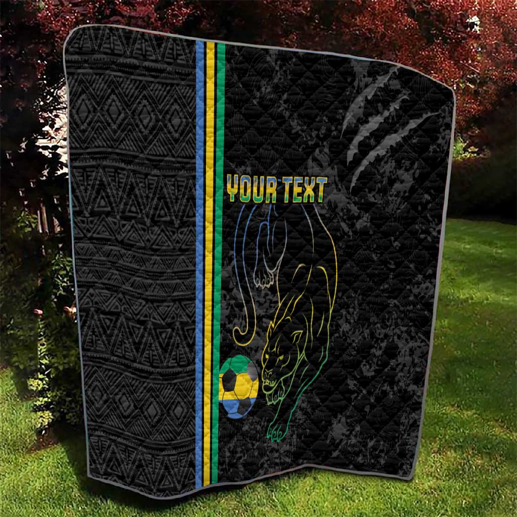 Custom Gabon Football Quilt Go Champions - Black Ver
