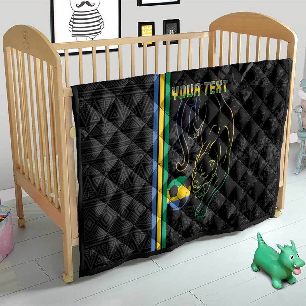 Custom Gabon Football Quilt Go Champions - Black Ver