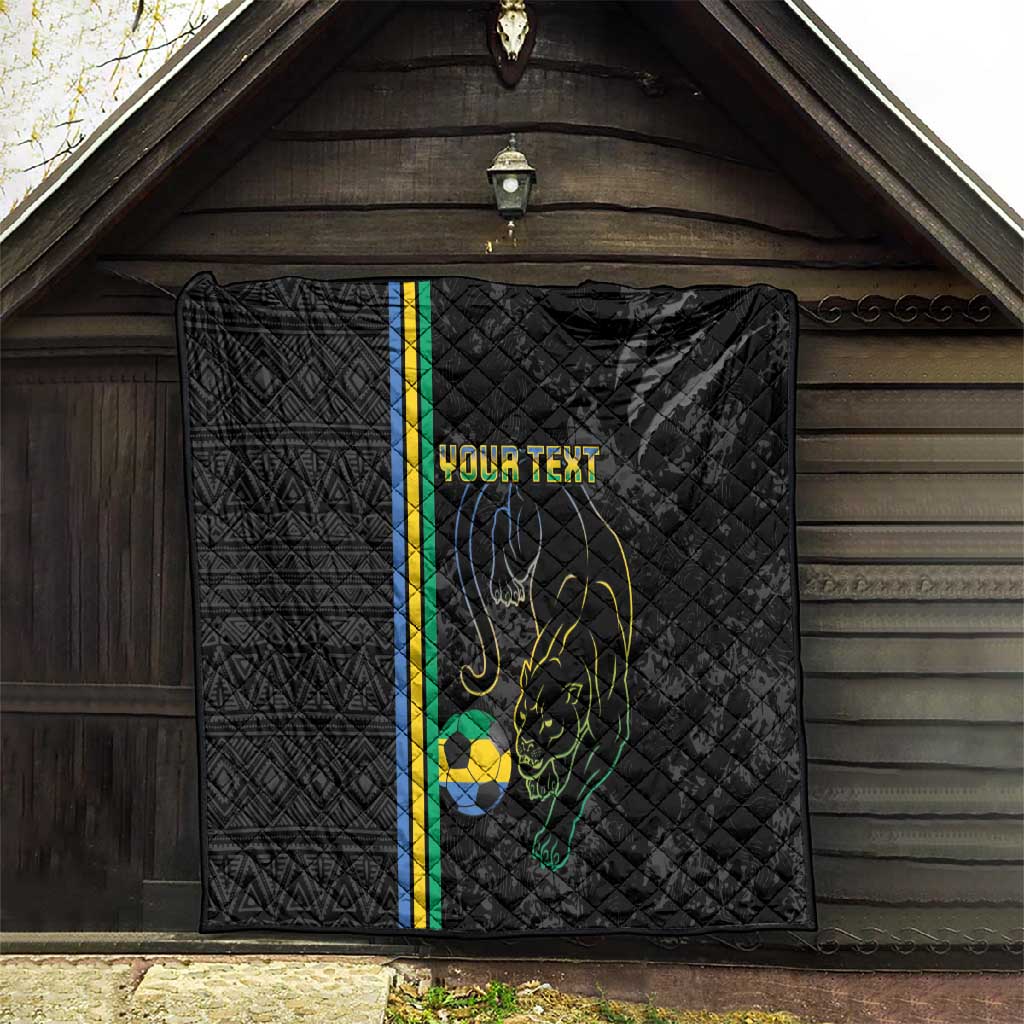 Custom Gabon Football Quilt Go Champions - Black Ver