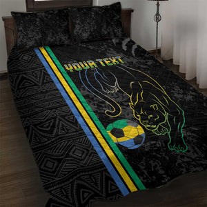 Custom Gabon Football Quilt Bed Set Go Champions - Black Ver