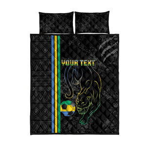 Custom Gabon Football Quilt Bed Set Go Champions - Black Ver