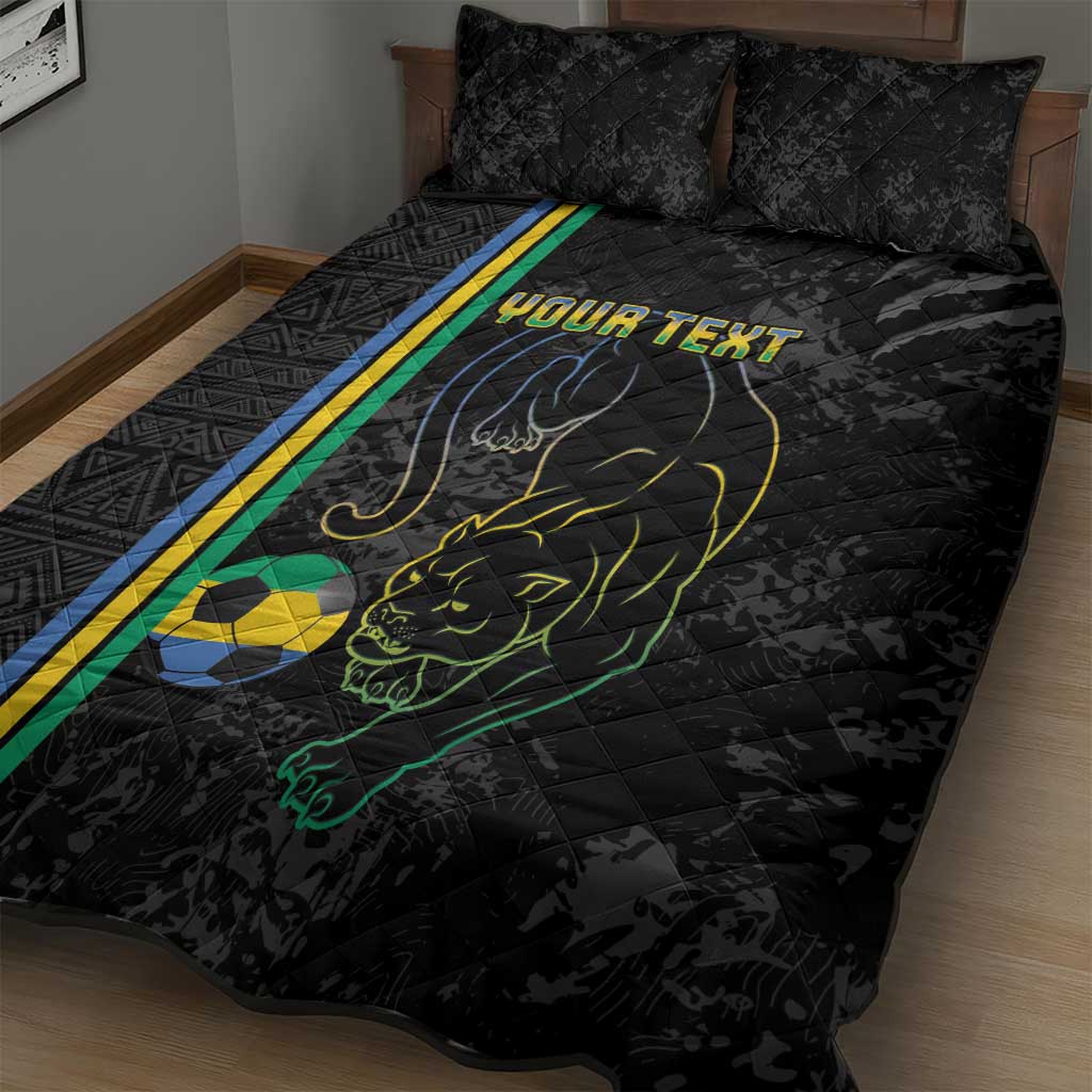 Custom Gabon Football Quilt Bed Set Go Champions - Black Ver