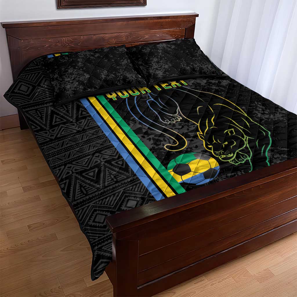 Custom Gabon Football Quilt Bed Set Go Champions - Black Ver