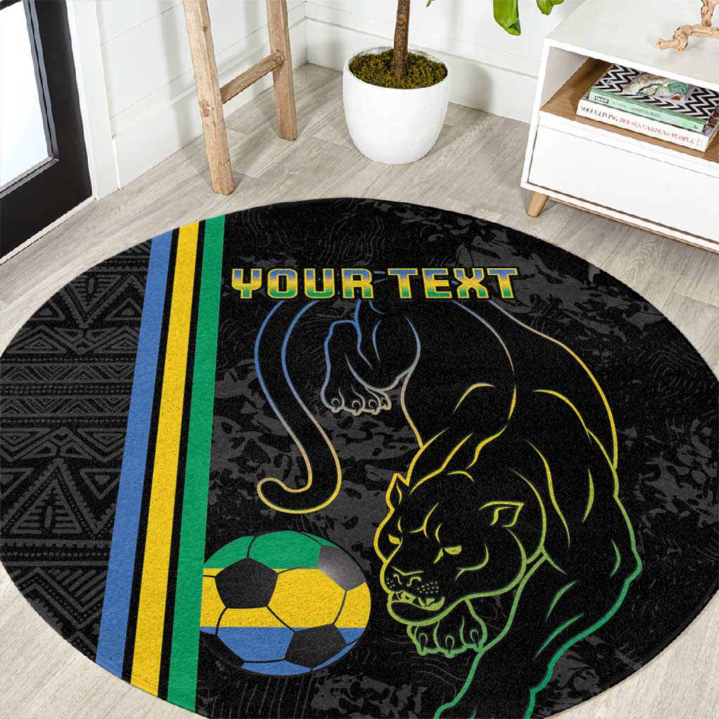 Custom Gabon Football Round Carpet Go Champions - Black Ver