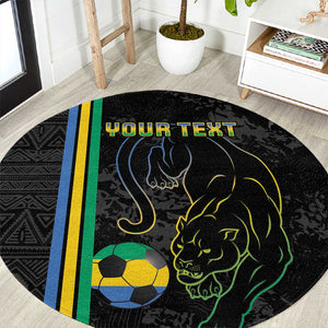 Custom Gabon Football Round Carpet Go Champions - Black Ver