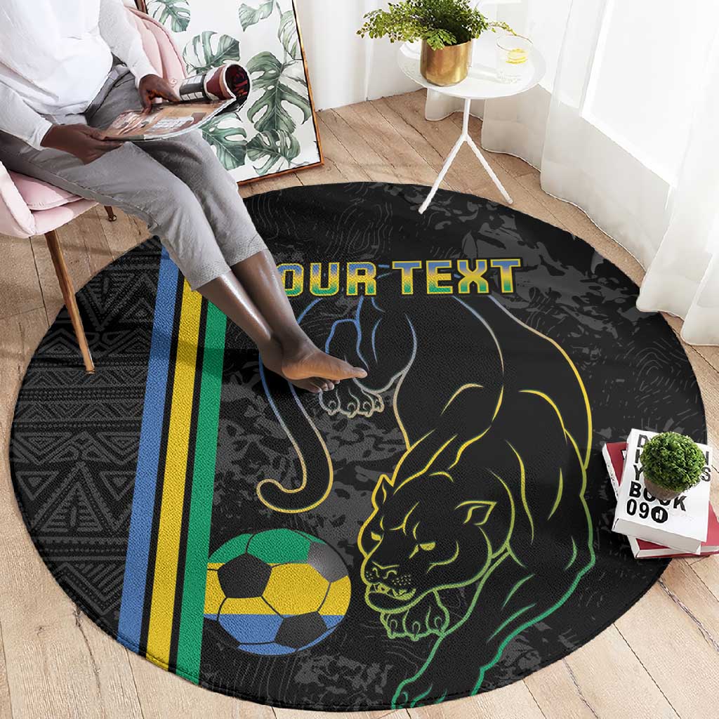 Custom Gabon Football Round Carpet Go Champions - Black Ver