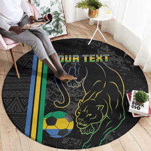 Custom Gabon Football Round Carpet Go Champions - Black Ver