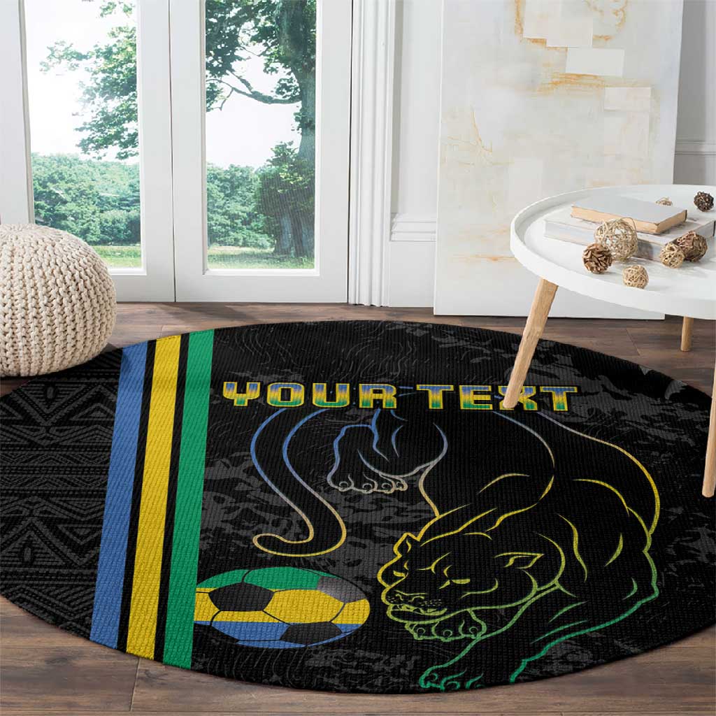 Custom Gabon Football Round Carpet Go Champions - Black Ver