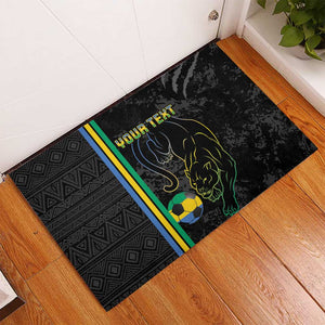 Custom Gabon Football Rubber Doormat Go Champions - Black Ver