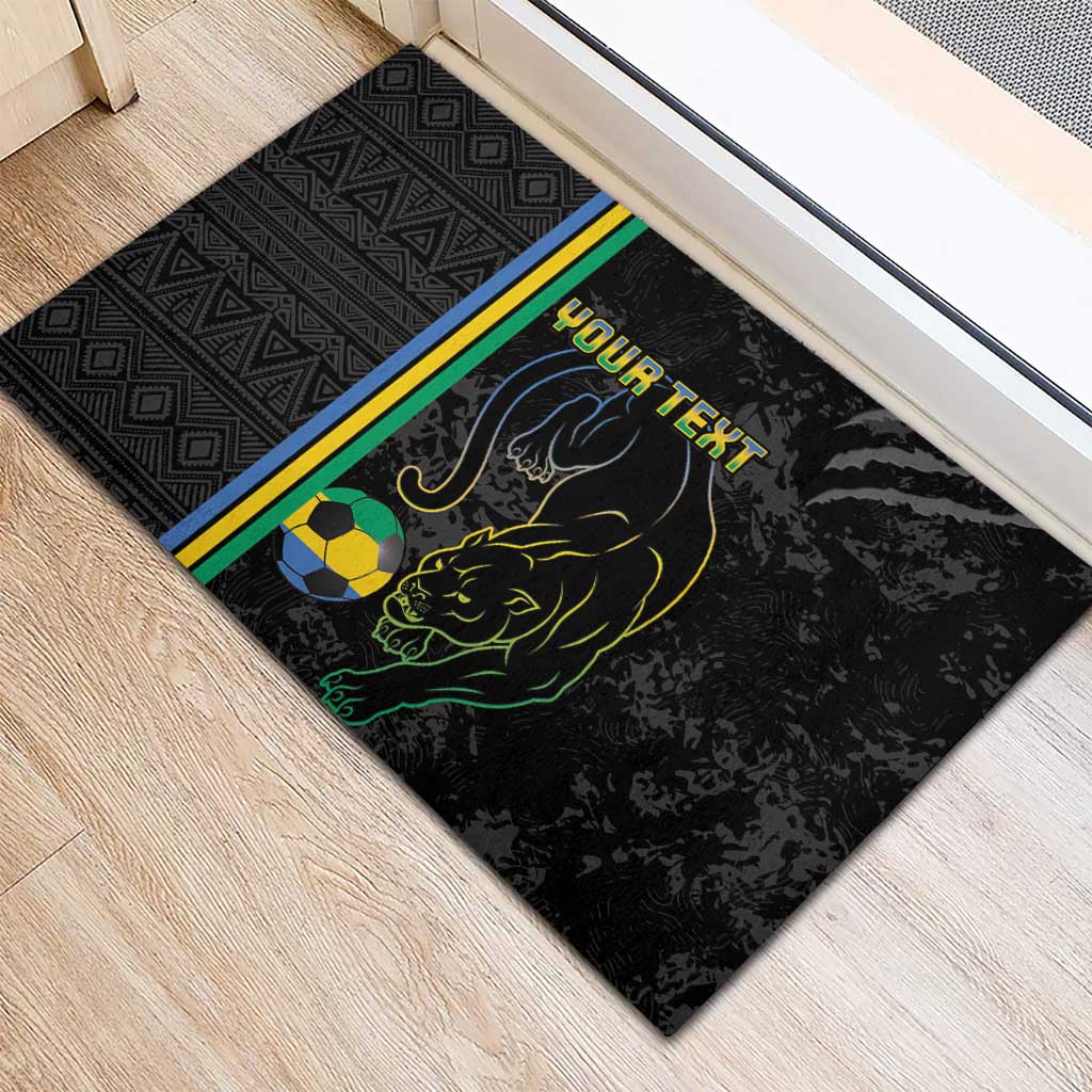 Custom Gabon Football Rubber Doormat Go Champions - Black Ver