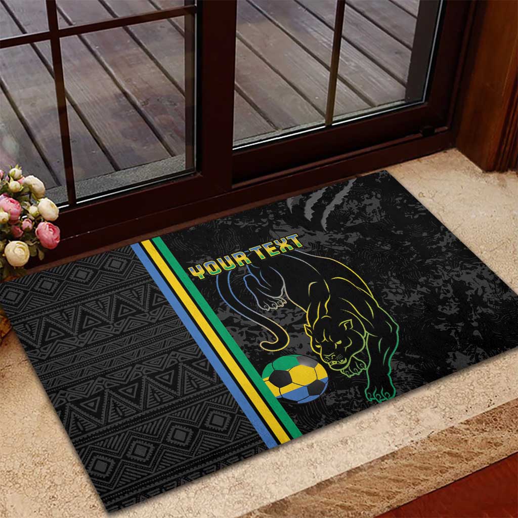 Custom Gabon Football Rubber Doormat Go Champions - Black Ver