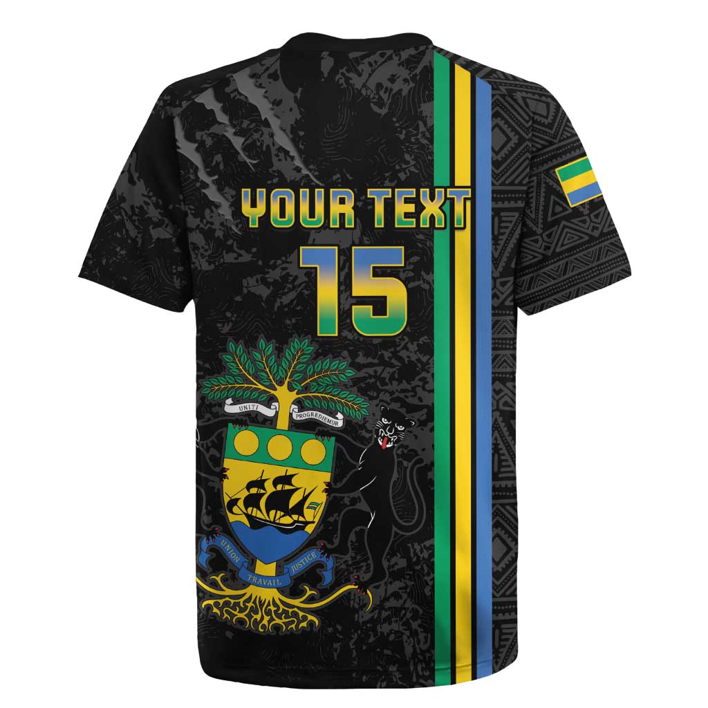 Custom Gabon Football Rugby Jersey Go Champions - Black Ver