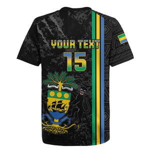 Custom Gabon Football Rugby Jersey Go Champions - Black Ver