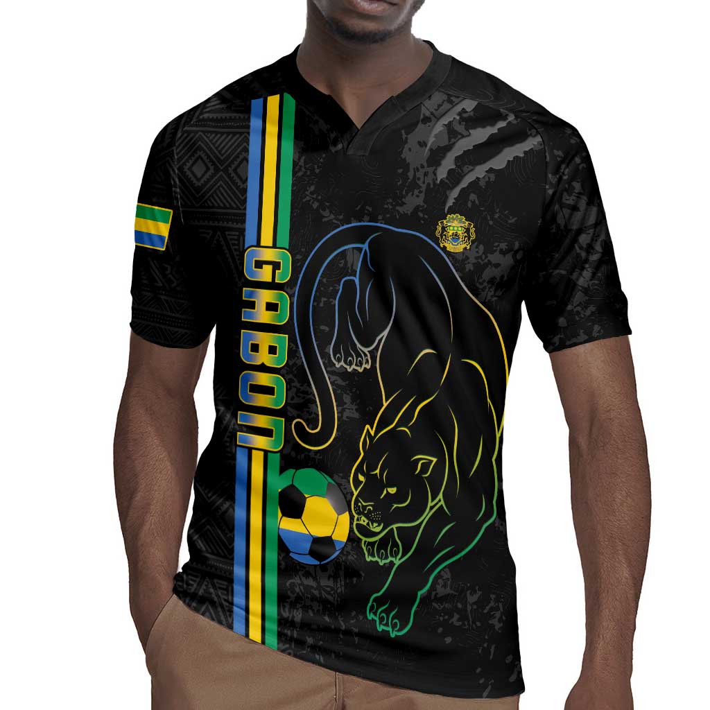 Custom Gabon Football Rugby Jersey Go Champions - Black Ver