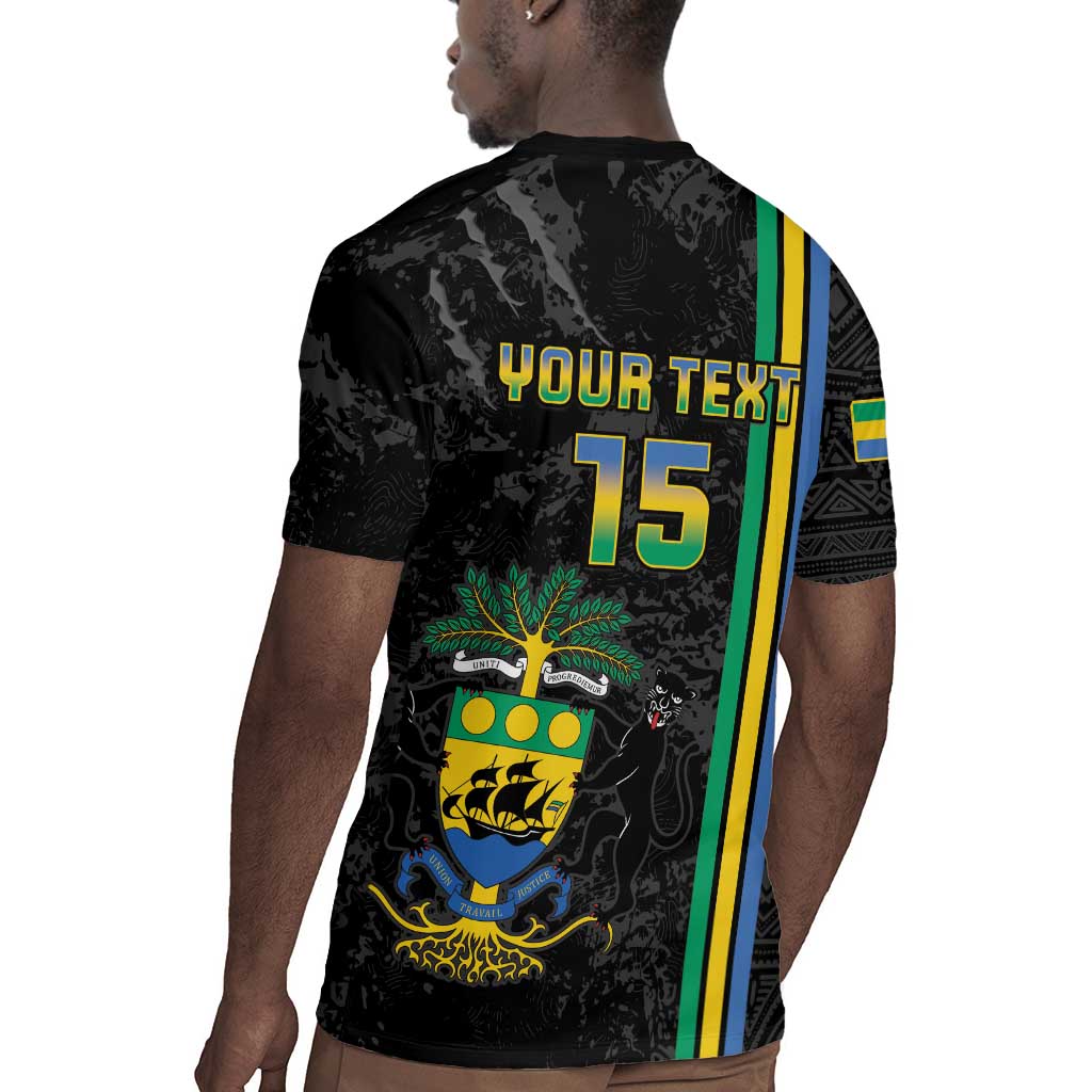 Custom Gabon Football Rugby Jersey Go Champions - Black Ver