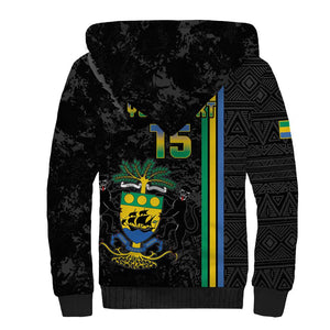 Custom Gabon Football Sherpa Hoodie Go Champions - Black Ver