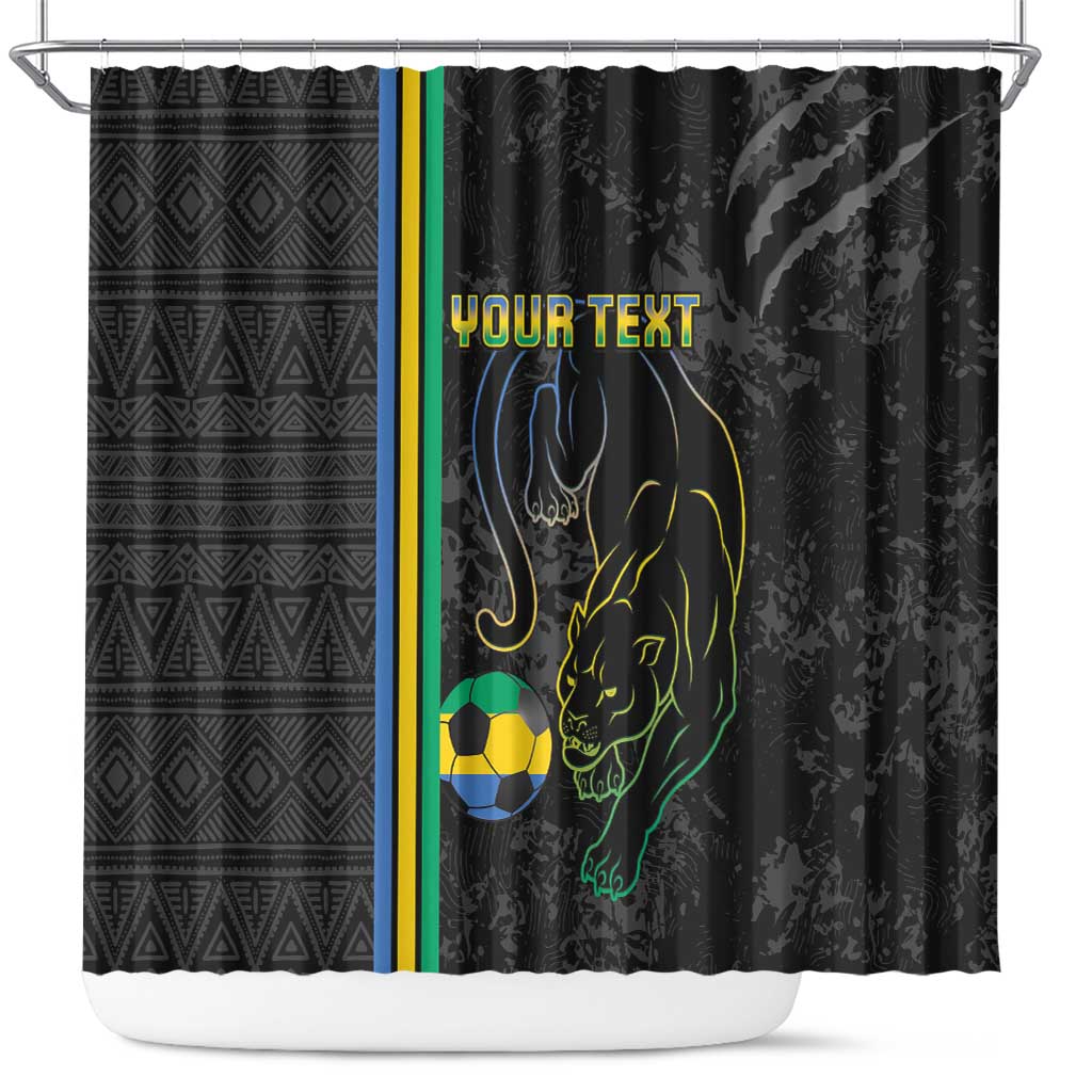 Custom Gabon Football Shower Curtain Go Champions - Black Ver
