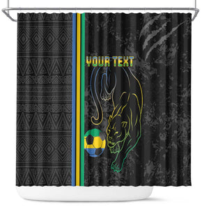 Custom Gabon Football Shower Curtain Go Champions - Black Ver