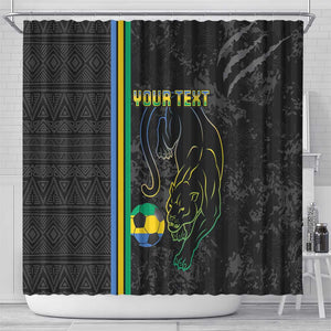 Custom Gabon Football Shower Curtain Go Champions - Black Ver