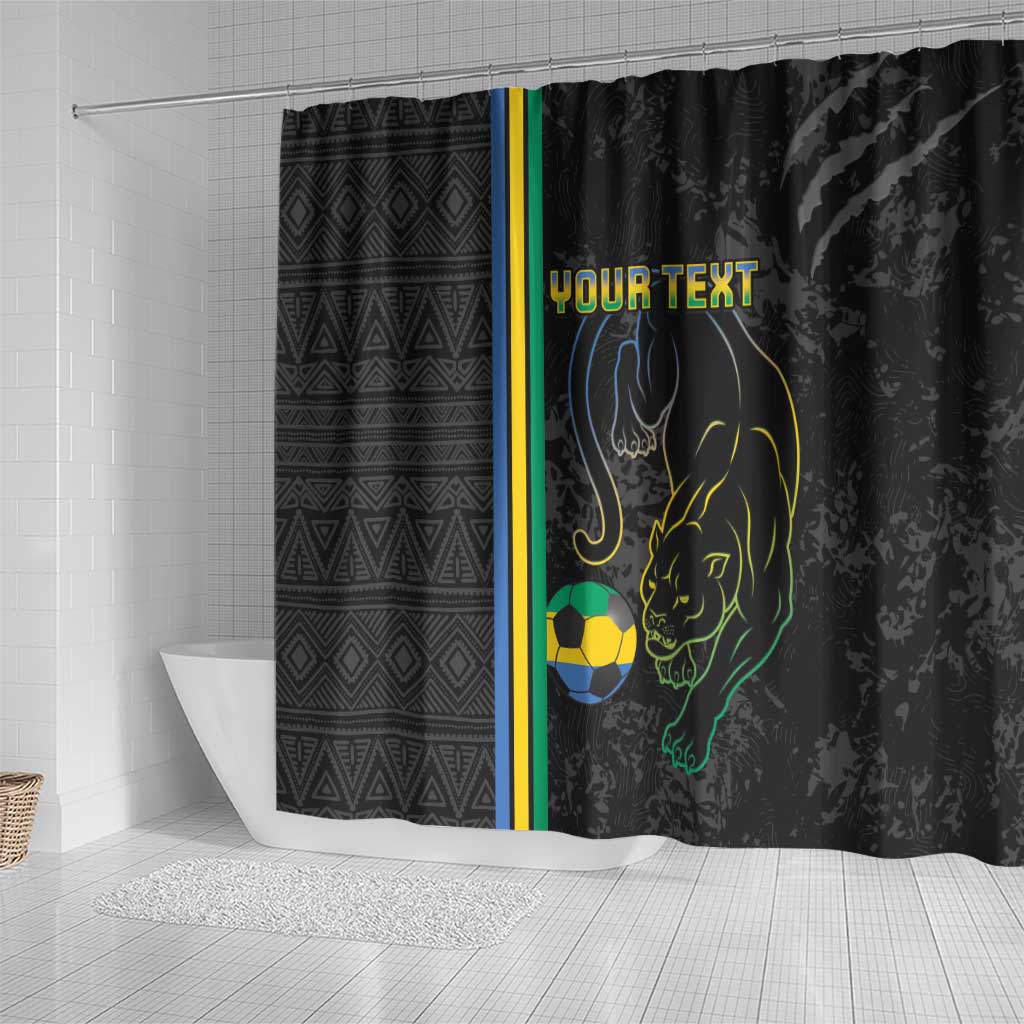 Custom Gabon Football Shower Curtain Go Champions - Black Ver