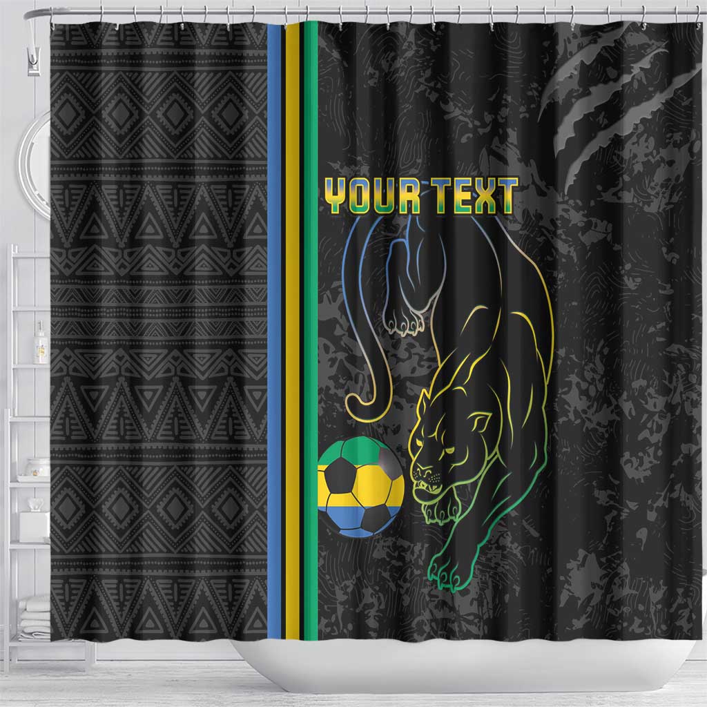 Custom Gabon Football Shower Curtain Go Champions - Black Ver