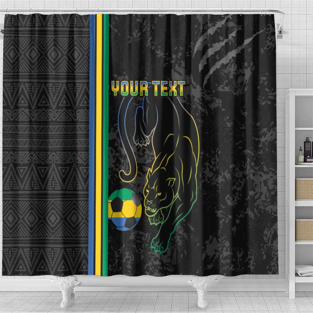 Custom Gabon Football Shower Curtain Go Champions - Black Ver