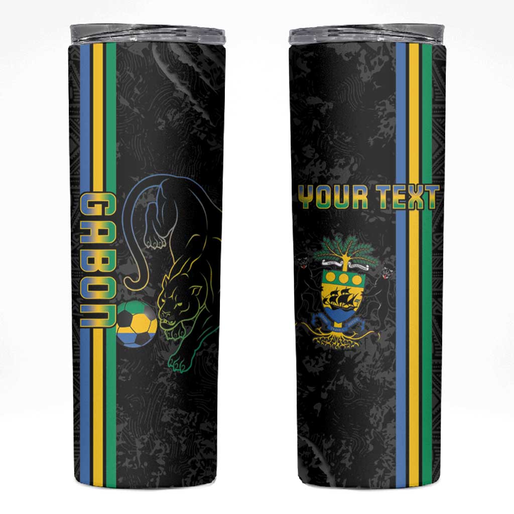 Custom Gabon Football Skinny Tumbler Go Champions - Black Ver