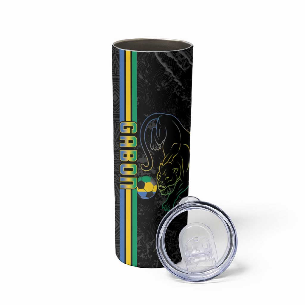 Custom Gabon Football Skinny Tumbler Go Champions - Black Ver