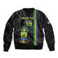 Custom Gabon Football Sleeve Zip Bomber Jacket Go Champions - Black Ver