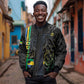 Custom Gabon Football Sleeve Zip Bomber Jacket Go Champions - Black Ver