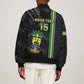 Custom Gabon Football Sleeve Zip Bomber Jacket Go Champions - Black Ver