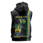 Custom Gabon Football Sleeveless Hoodie Go Champions - Black Ver - African Pride
