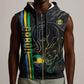 Custom Gabon Football Sleeveless Zip Hoodie Go Champions - Black Ver - African Pride