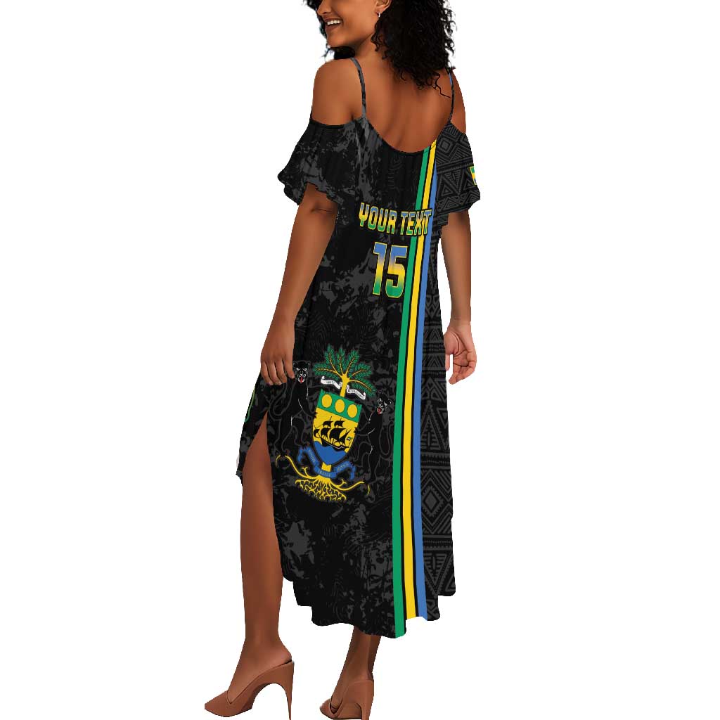 Custom Gabon Football Summer Maxi Dress Go Champions - Black Ver