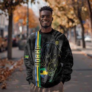 Custom Gabon Football Sweatshirt Go Champions - Black Ver