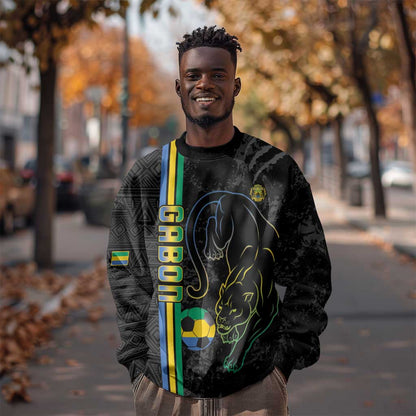Custom Gabon Football Sweatshirt Go Champions - Black Ver